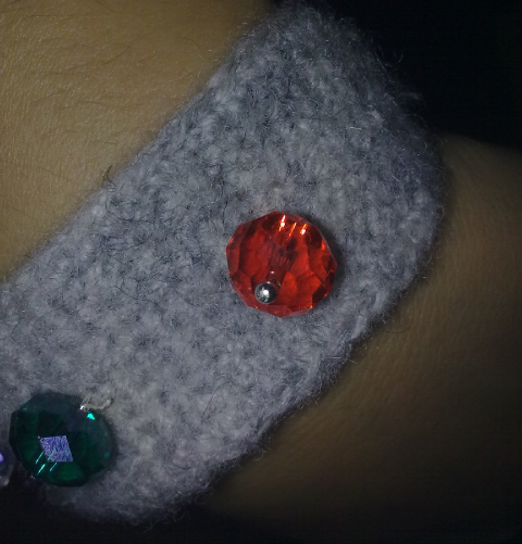 Close up look at the felted bangle