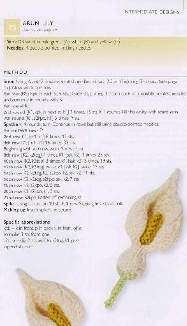 100 Flowers to knit and crochet - arum lily