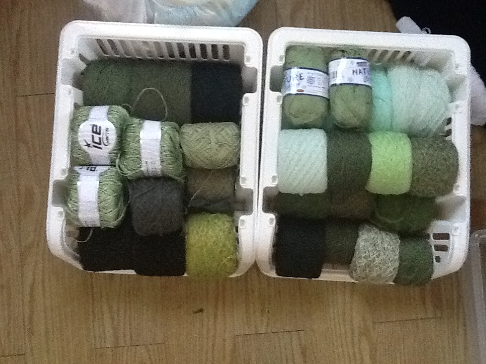 Green yarns in rack